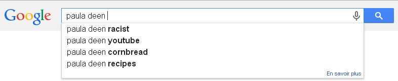 Paula Deen racist recherche associée google